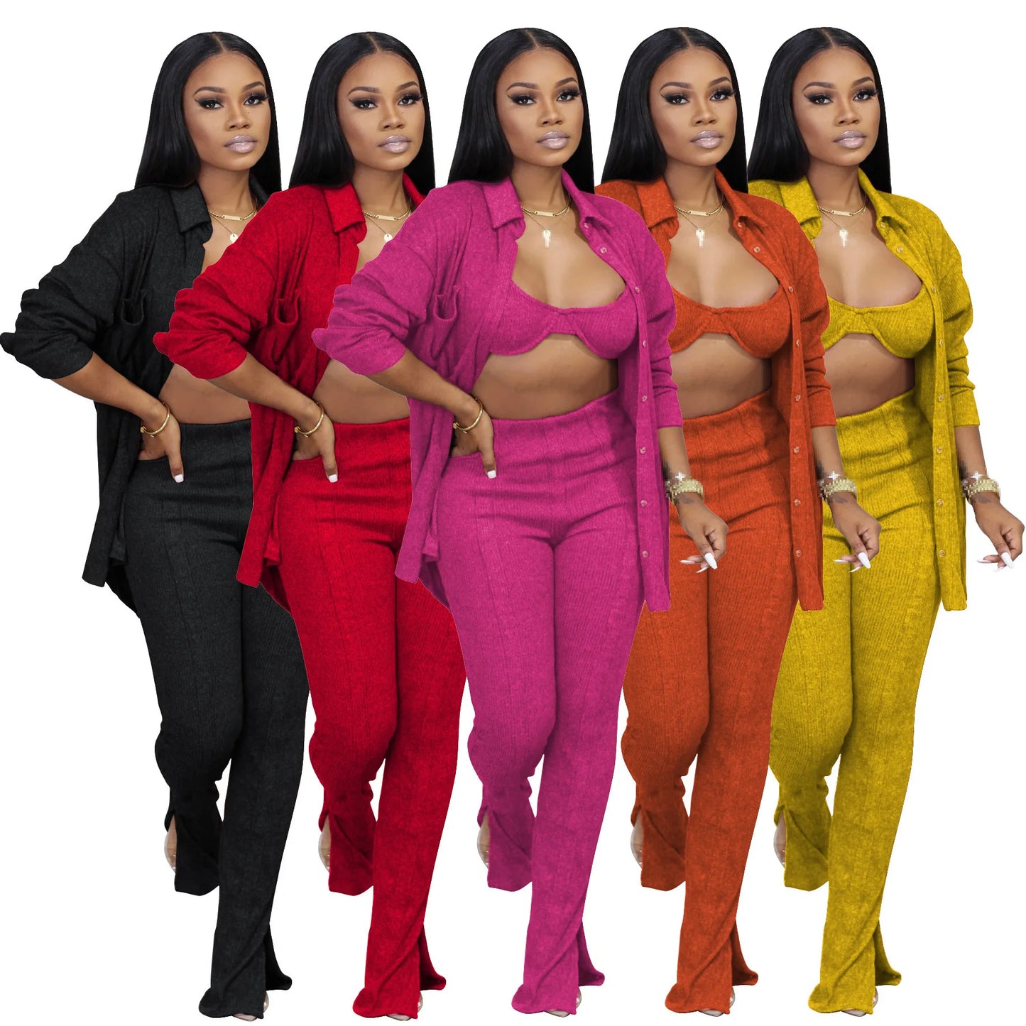 STEFION Women High-Waist Casual Polyester Cotton Full-Length Pants - Slim Fit, Turn-Down Collar, Single-Breasted (Autumn/Winter)