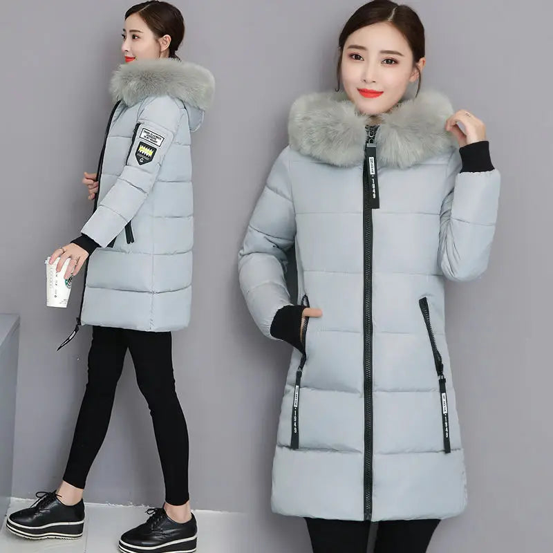 Women's Wool Hooded Coat with Faux Fur Collar – X-Long, Thick, Zipper Closure, Autumn/Winter Office Lady Style