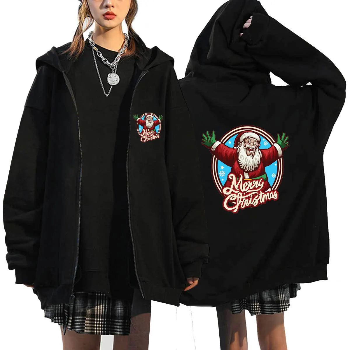 Women's Fleece Zip-Up Hoodie Sweatshirt - Sporty Style, Loose Fit, Autumn/Winter