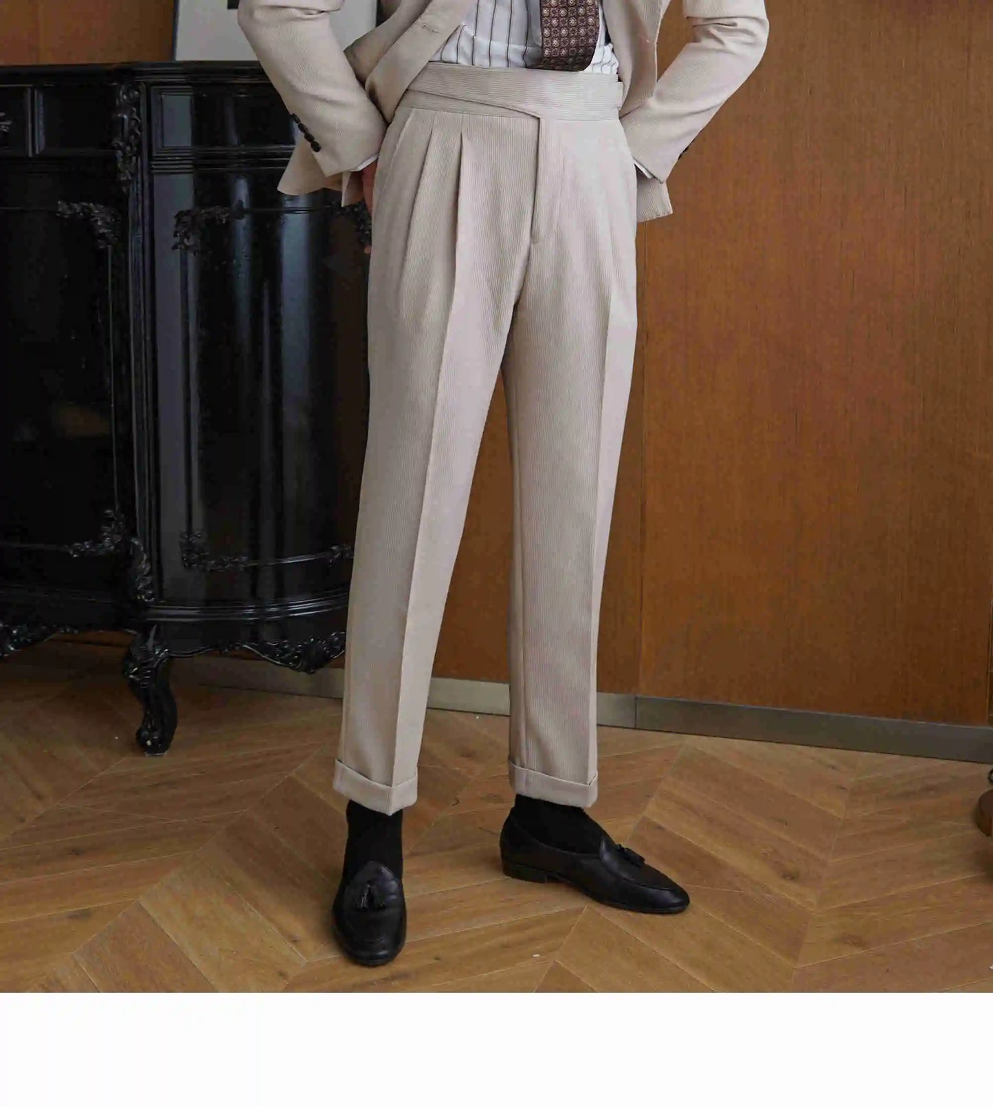 NSTOPOS Men's Business Slim Fit Double-Breasted Suit – Four Seasons Collection 2023