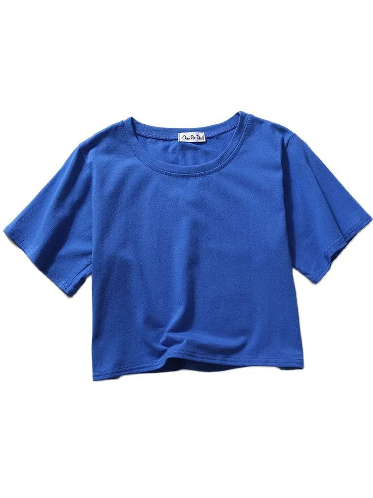 Dozw Women's Casual Loose-Fit Knit Tee – Summer Short Sleeve O-Neck Top for Middle Age