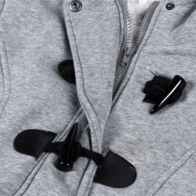 Hallolilla Women's Hooded Zip-Up Fleece Sweatshirt – Casual Loose Fit for Winter