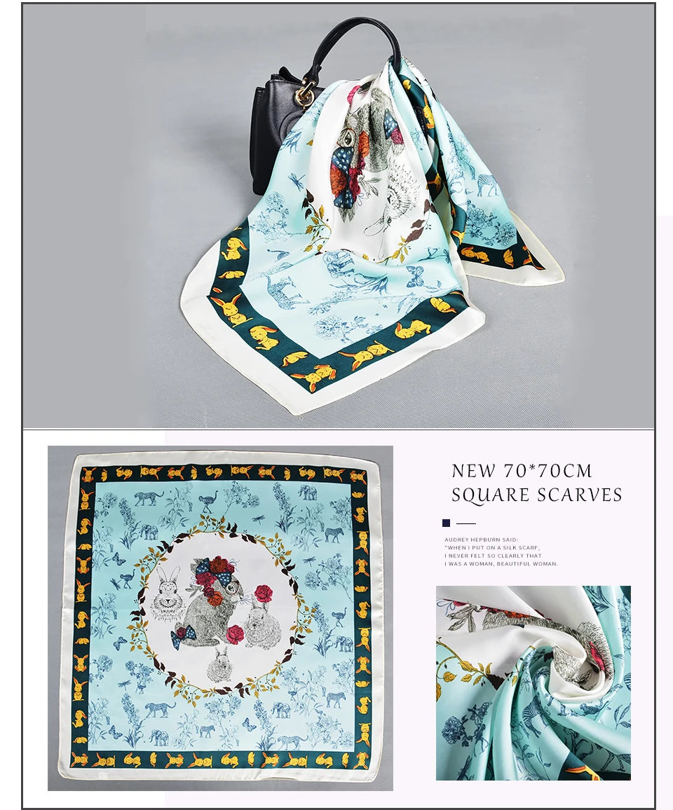 BYSIFA Multifunctional Fashion Scarf - Striped Satin Square Shawl for All Seasons