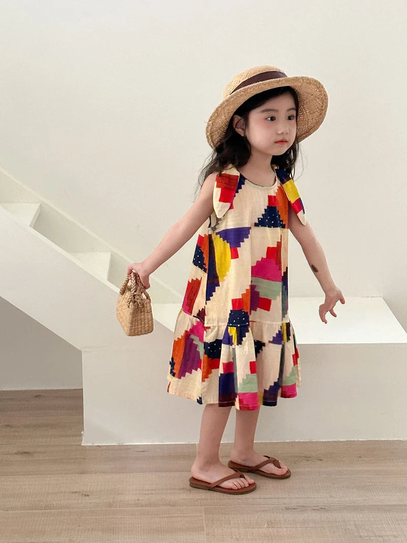 MILANCEL Summer Cotton Clothing Set for Kids (Ages 4-6Y) – Unisex Vacation Outfit with Printed Shirt and Shorts