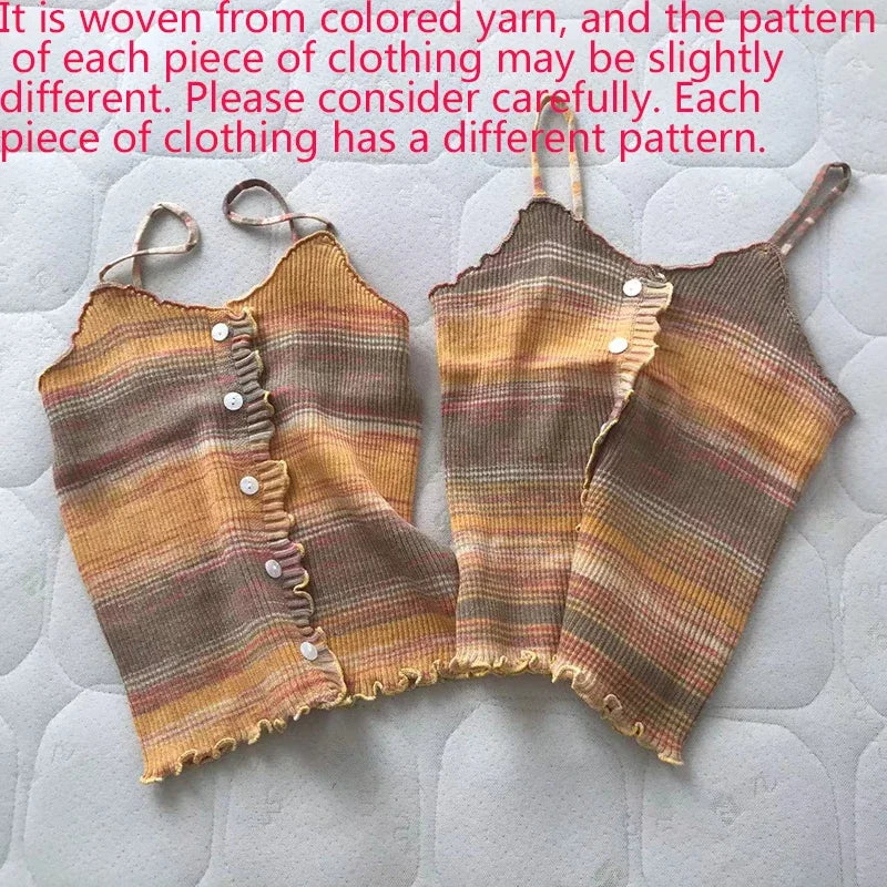 Abebey Women's Super-Short Tie-Dye Knitted Top - Casual Summer Wear