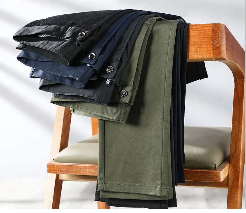 KUBRO Men’s Smart Casual Straight-Leg Pants with Fur Decoration – Autumn/Winter