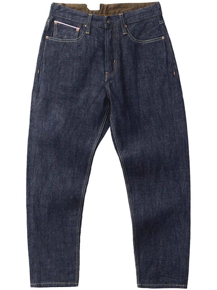 Iceupsnow Men’s Vintage High-Waist Loose Fit Plaid Denim Jeans - Full-Length Straight-Leg for Winter