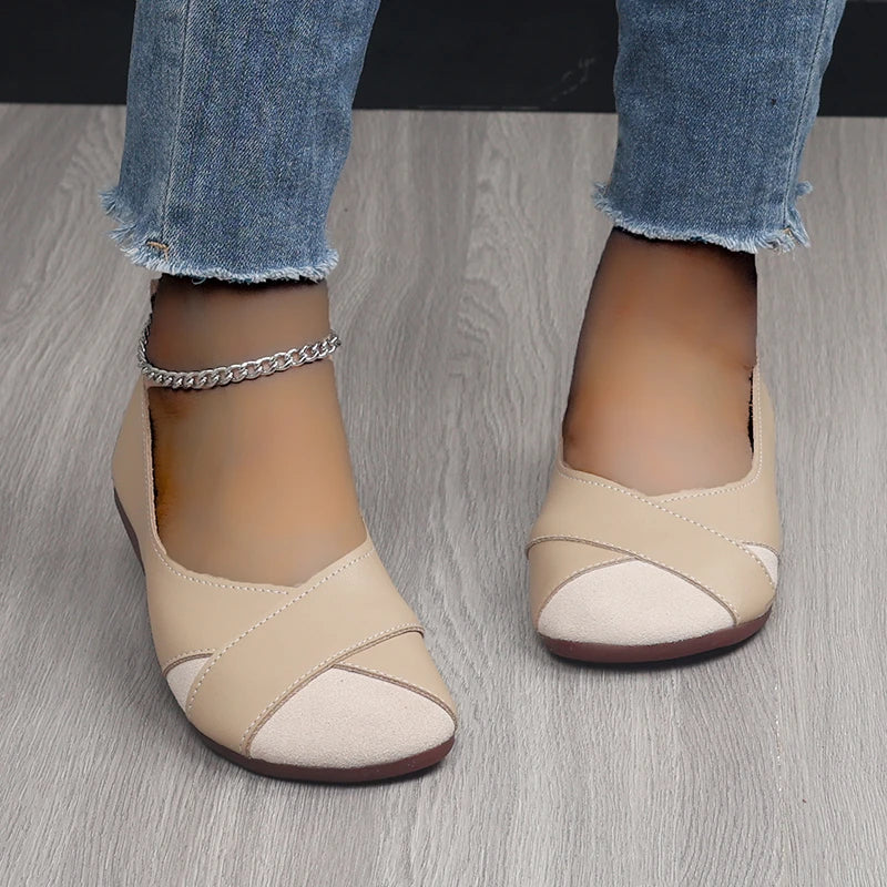 YZZJALK Women's Loafers - Casual Slip-On Flats with Splicing Design