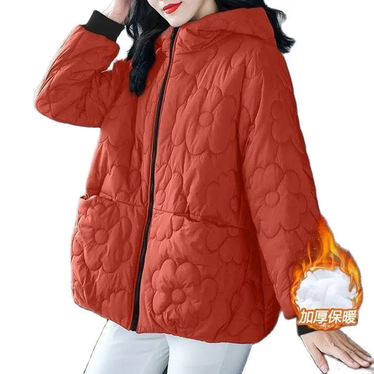 UHYTGF Women's Hooded Winter Jacket with Zipper and Pockets – Casual Thick Coat