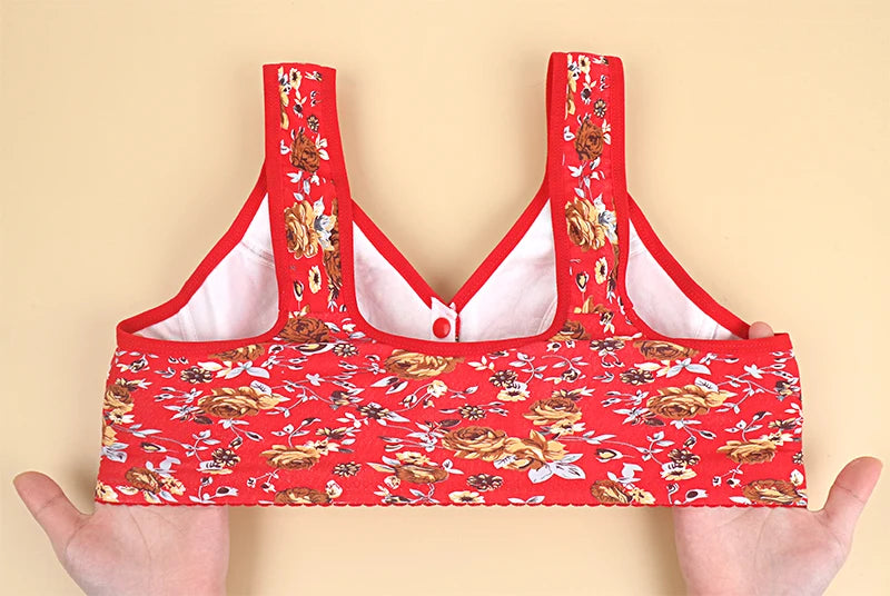 KING'S FAITH Women's Floral Push-Up Bra - Wire-Free, Front Closure, Everyday Comfort