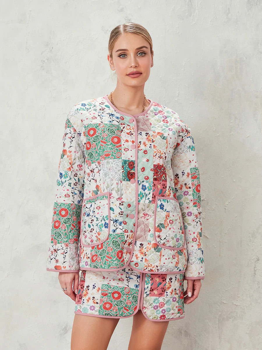 Hirigin Women’s Street Style Velvet Skirt Suit with Diamonds – All-Season Fashion