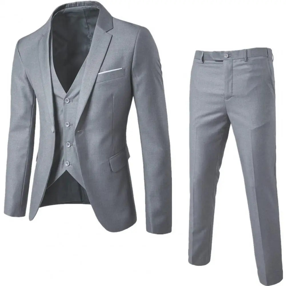 NoEnName_Null Men's Formal Suit - Cotton and Polyester Blend, Single Breasted, Regular Fit