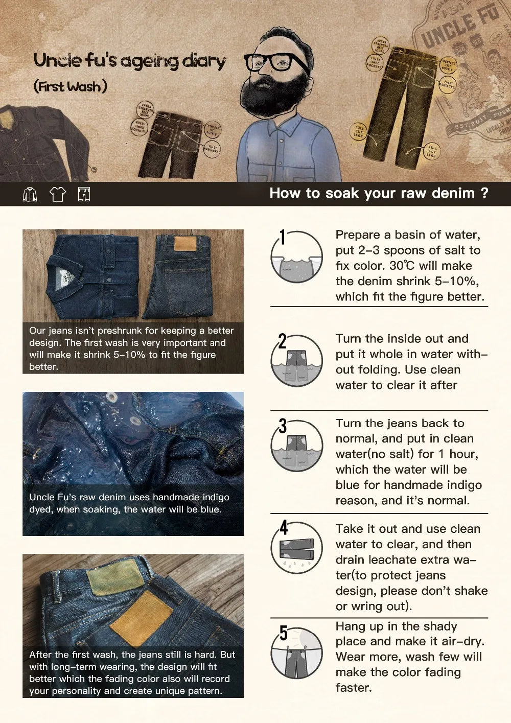 MADEN Men’s Midweight Denim Cargo Pants – Casual Full-Length Jeans with Pockets for Everyday Wear