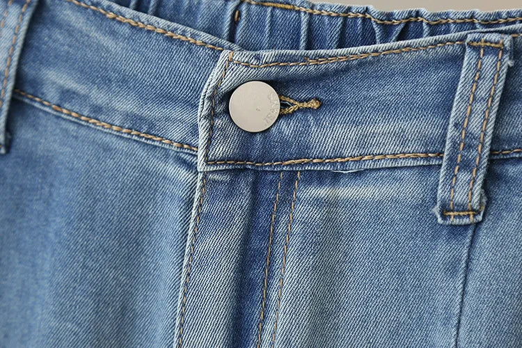 BISENMADE Women's High-Waist Slim Fit Stripe Harem Jeans with Pockets – Ankle-Length for Spring/Summer