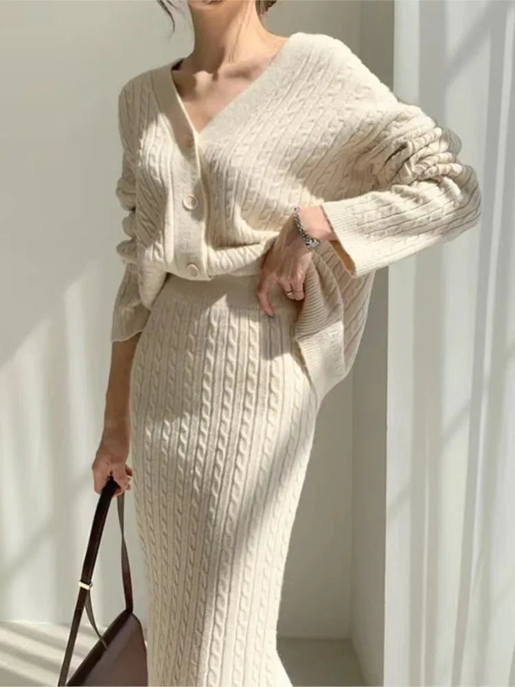 MsChuh Women’s V-Neck Knitted Sheath Dress - Elegant Button-Down, Slim Fit for Office & Casual Wear