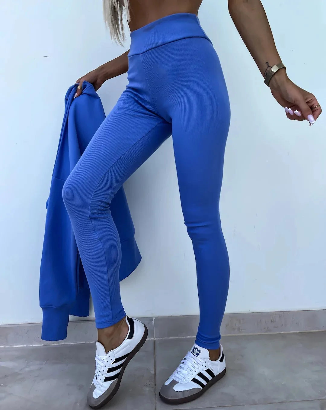 NoEnName_Null Women's Casual Pullover Set - Solid Color, Mid Waist, Full Sleeve - Autumn/Winter 2024