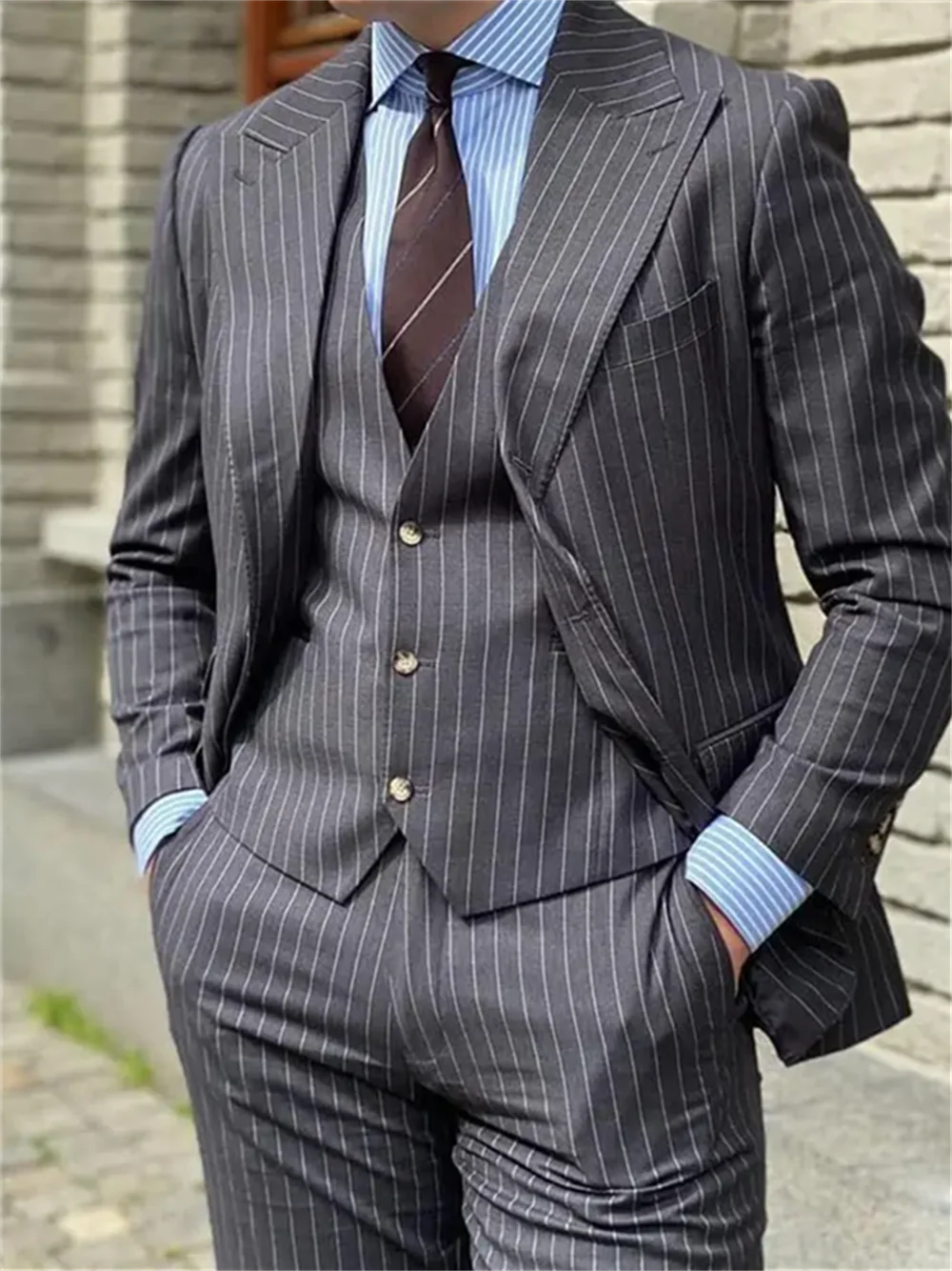 Smart Casual Men's Suit - Premium Cotton & Wool Blend for Business Attire