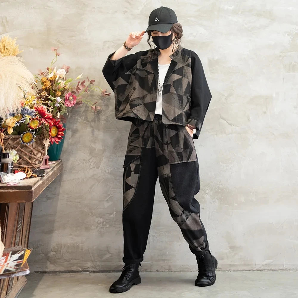 Stylish Denim Jacket Suit for Office Ladies