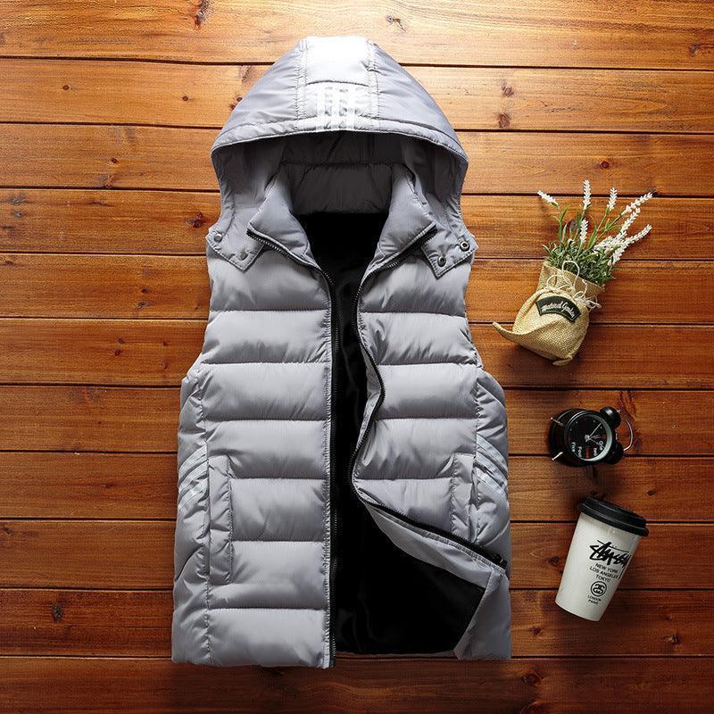 Men Padded Detachable Hoodie Sleeveless Vest Jacket