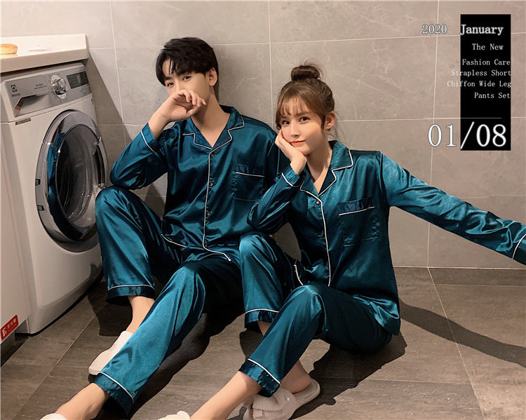 Song of Silk Women's Satin Pajama Set - Full-Length Silk Sleepwear for Autumn