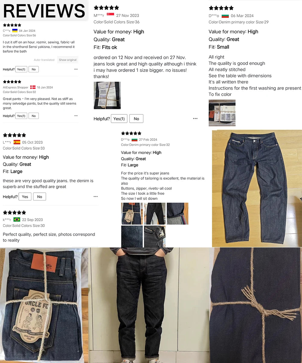 Maden Retro 13.8oz Selvedge Raw Denim Jeans Regular Fit Cotton Pants for Men with Zip Fly High Quality Versatile Trousers