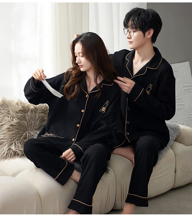 QANSCOCO Women's Cotton Pajama Set – Full Sleeve, Ankle-Length Pants with Letter Pattern for Spring