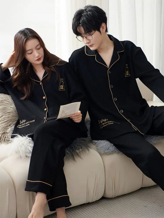 QANSCOCO Women's Cotton Pajama Set – Full Sleeve, Ankle-Length Pants with Letter Pattern for Spring