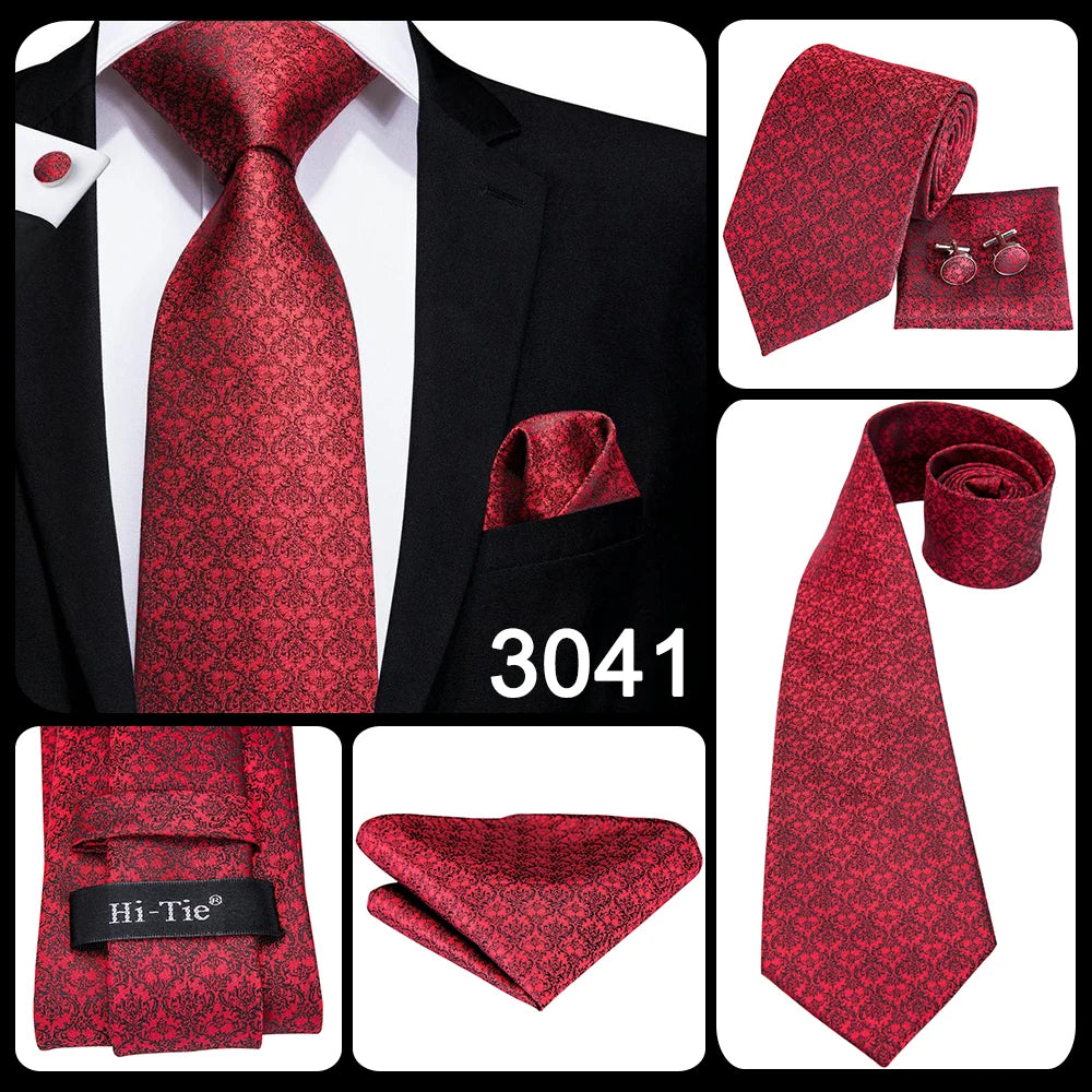 Hi-Tie Silk Neck Tie Set for Men – Patchwork Design