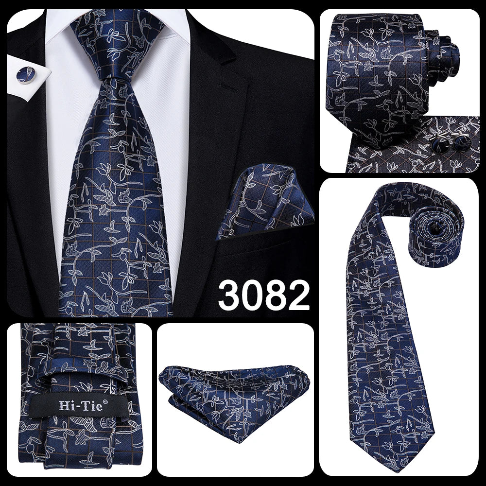 Hi-Tie Silk Neck Tie Set for Men – Patchwork Design