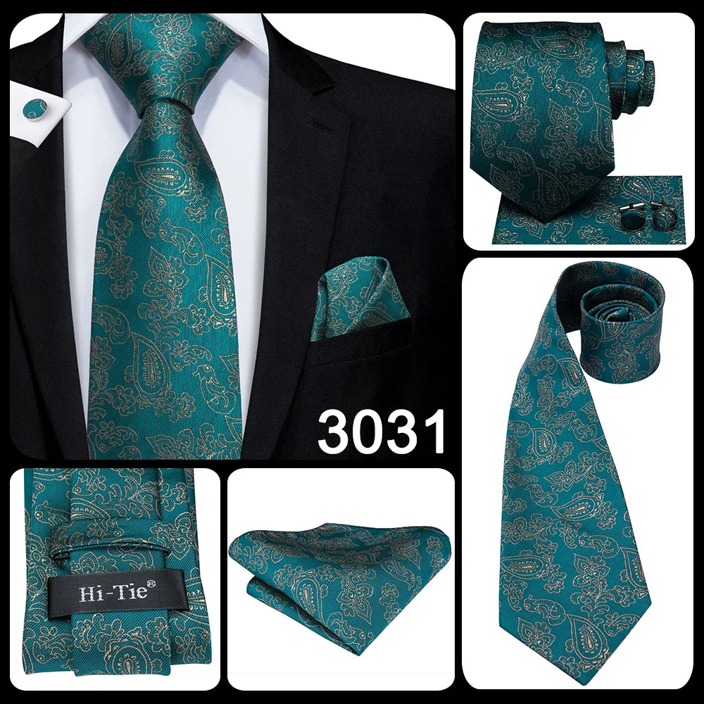 Hi-Tie Silk Neck Tie Set for Men – Patchwork Design