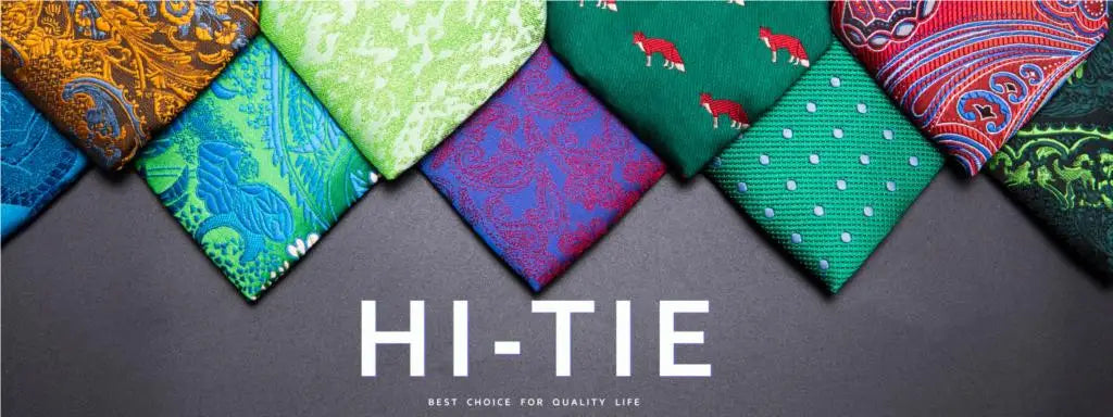 Hi-Tie Solid Blue Silk Neck Tie Set for Men