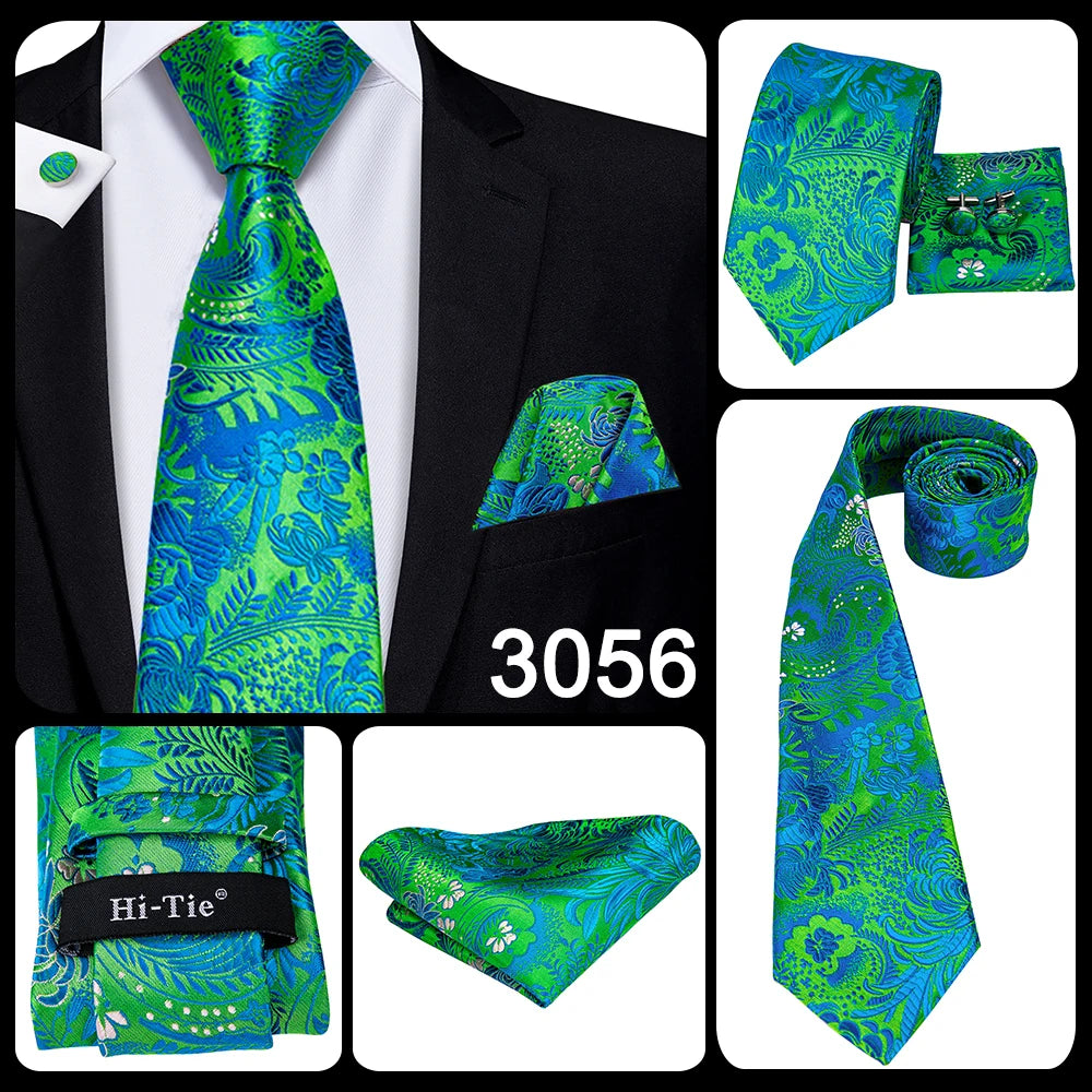 Hi-Tie Silk Neck Tie Set for Men – Patchwork Design