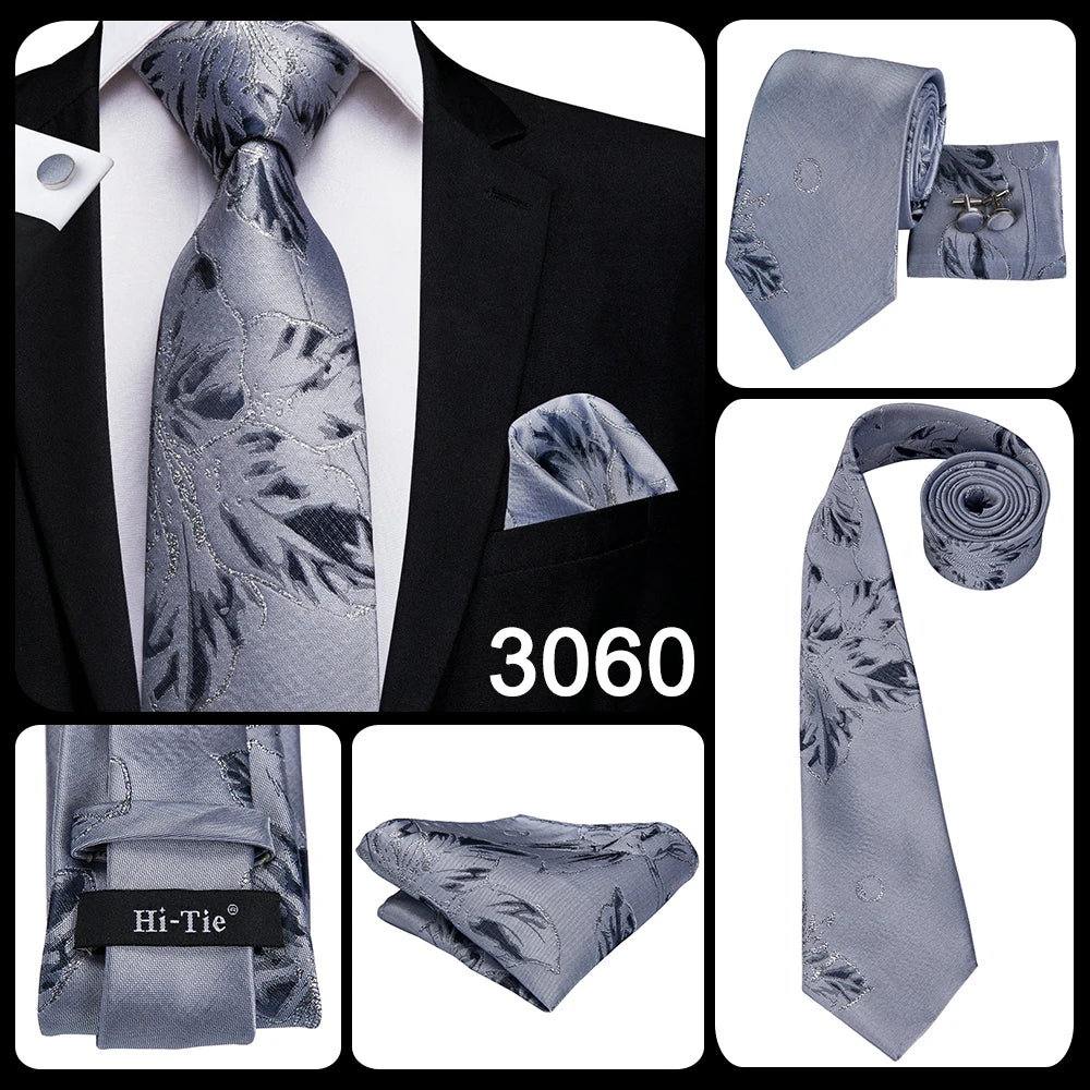 Hi-Tie Silk Neck Tie Set for Men – Patchwork Design