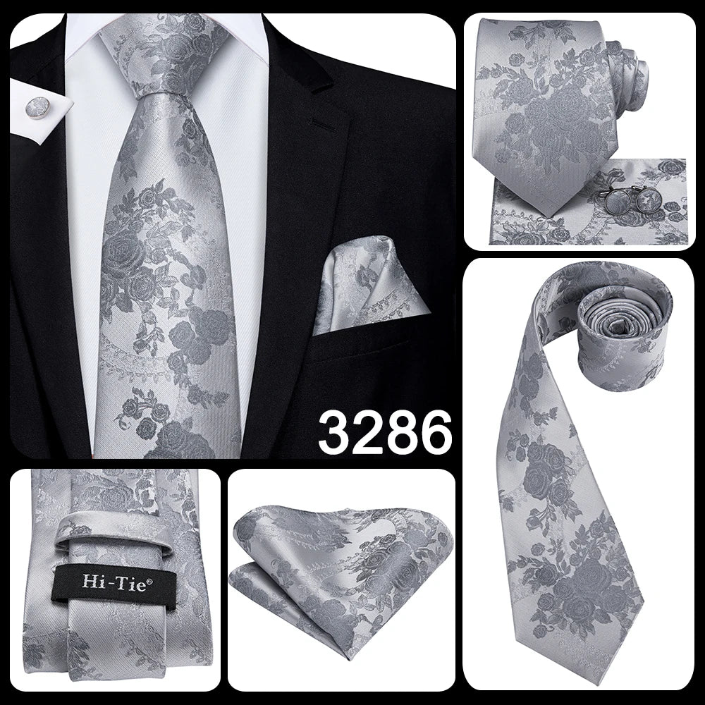 Hi-Tie Silk Neck Tie Set for Men – Patchwork Design