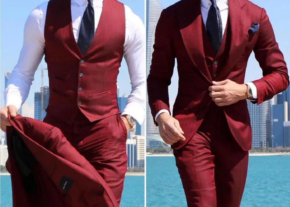 NoEnName_Null Men's Formal Slim Fit Suit - Polyester &amp; Cotton Blend, Single Breasted, Wedding &amp; Dress Occasions