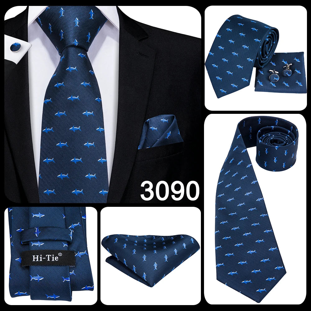 Hi-Tie Silk Neck Tie Set for Men – Patchwork Design