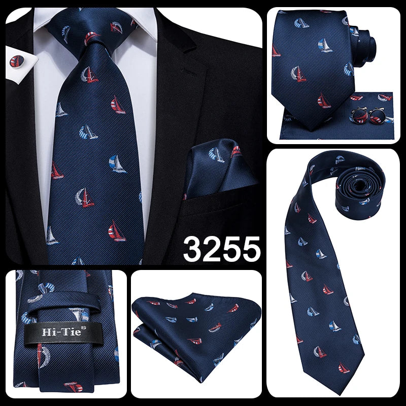 Hi-Tie Silk Neck Tie Set for Men – Patchwork Design