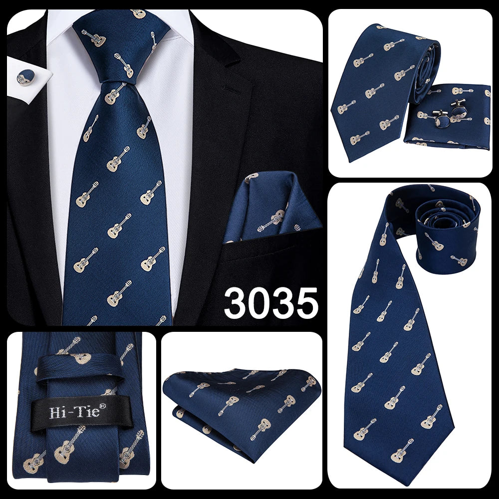 Hi-Tie Silk Neck Tie Set for Men – Patchwork Design