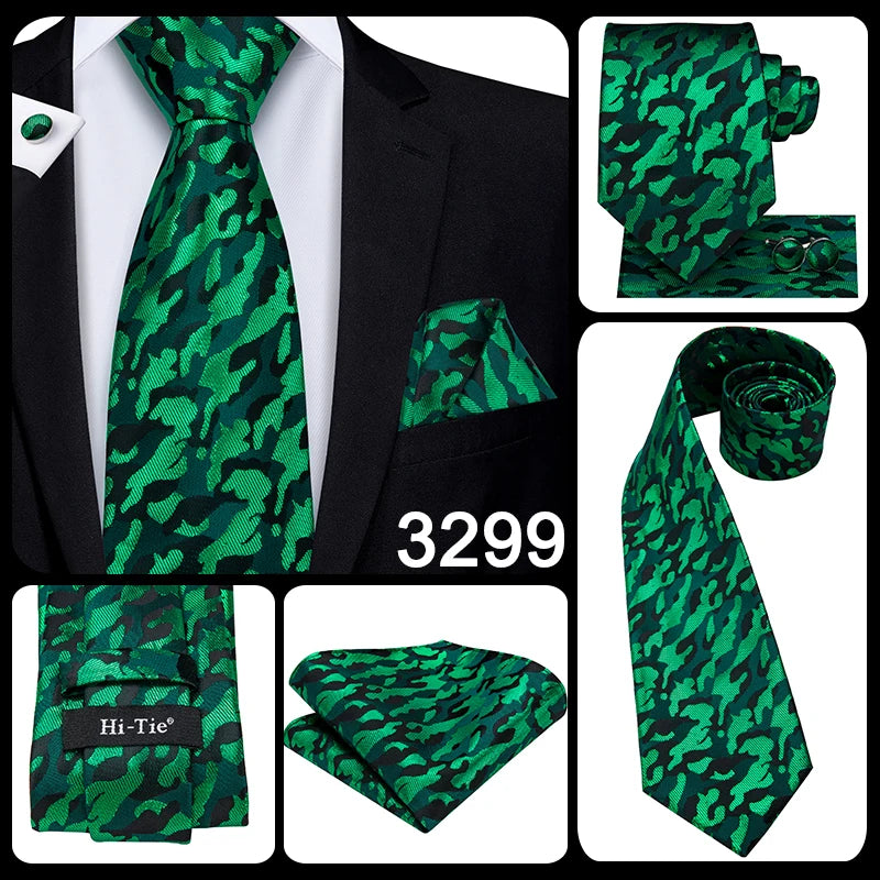 Hi-Tie Silk Neck Tie Set for Men – Patchwork Design