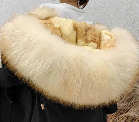 HANZANGL Men's Fur Coat 2022 Winter High Quality Fashion With Fur Hooded Lined Thick Warm Outerwear Mid-length With Long