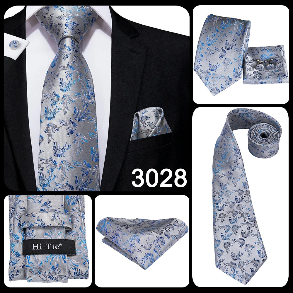 Hi-Tie Silk Neck Tie Set for Men – Patchwork Design