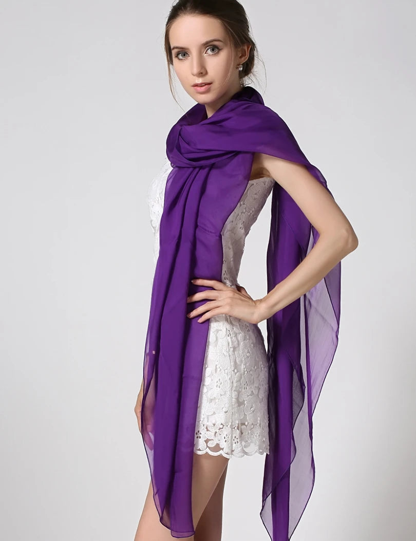 Ladies Autumn Winter Long Design Cape New Arrival 100% Silk Shawl Scarf