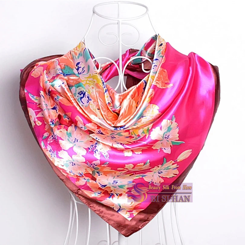 A New Designed Women Big Square Silk Printed For Spring,Summer,Autumn,Winter