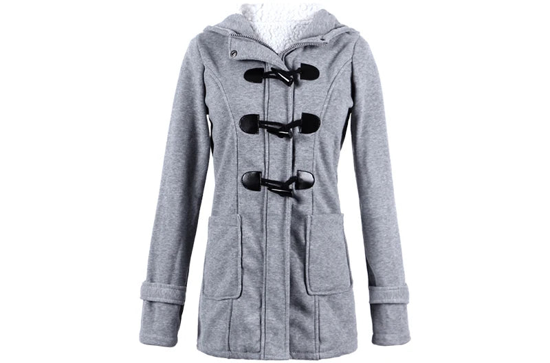 Fashion Autumn Winter Hoodies Women Thick Coat Women Casual Hooded Zipper Button