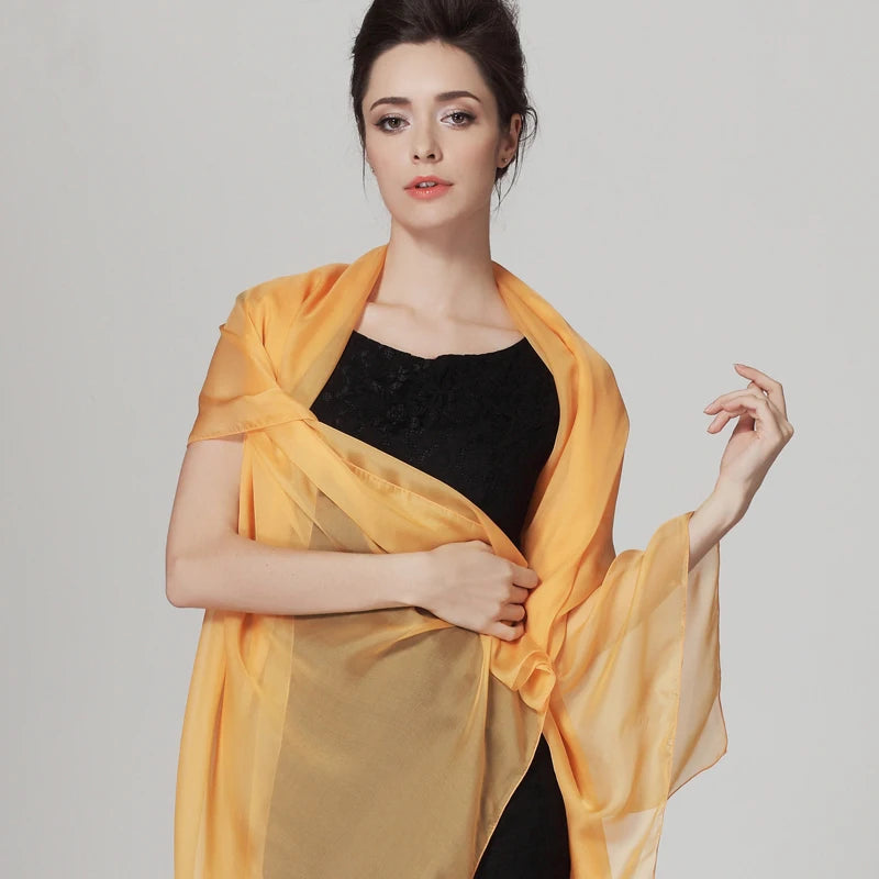 Ladies Autumn Winter Long Design Cape New Arrival 100% Silk Shawl Scarf