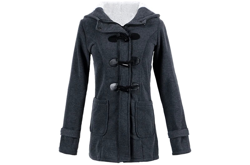 Fashion Autumn Winter Hoodies Women Thick Coat Women Casual Hooded Zipper Button