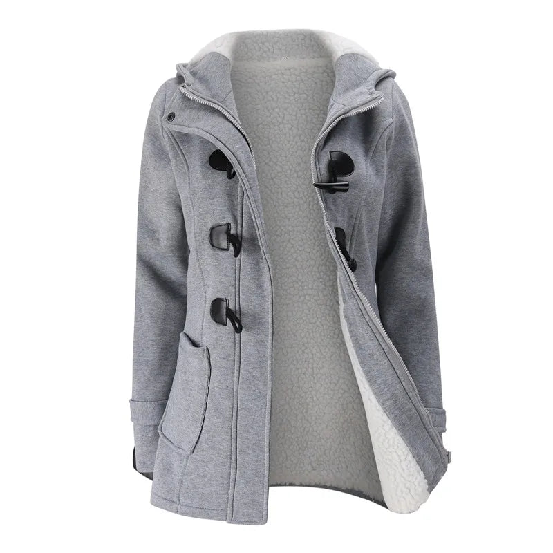 Fashion Autumn Winter Hoodies Women Thick Coat Women Casual Hooded Zipper Button