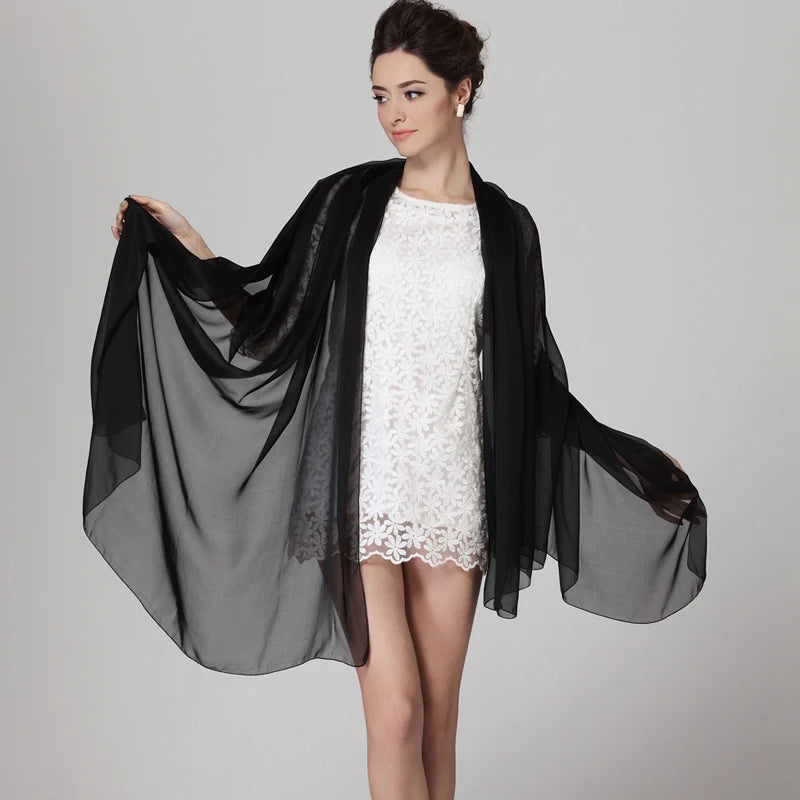 Ladies Autumn Winter Long Design Cape New Arrival 100% Silk Shawl Scarf