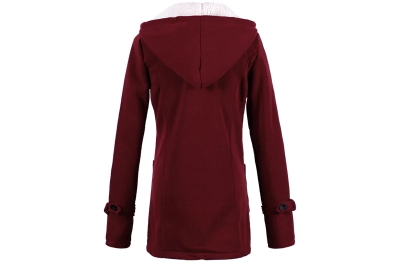 Fashion Autumn Winter Hoodies Women Thick Coat Women Casual Hooded Zipper Button