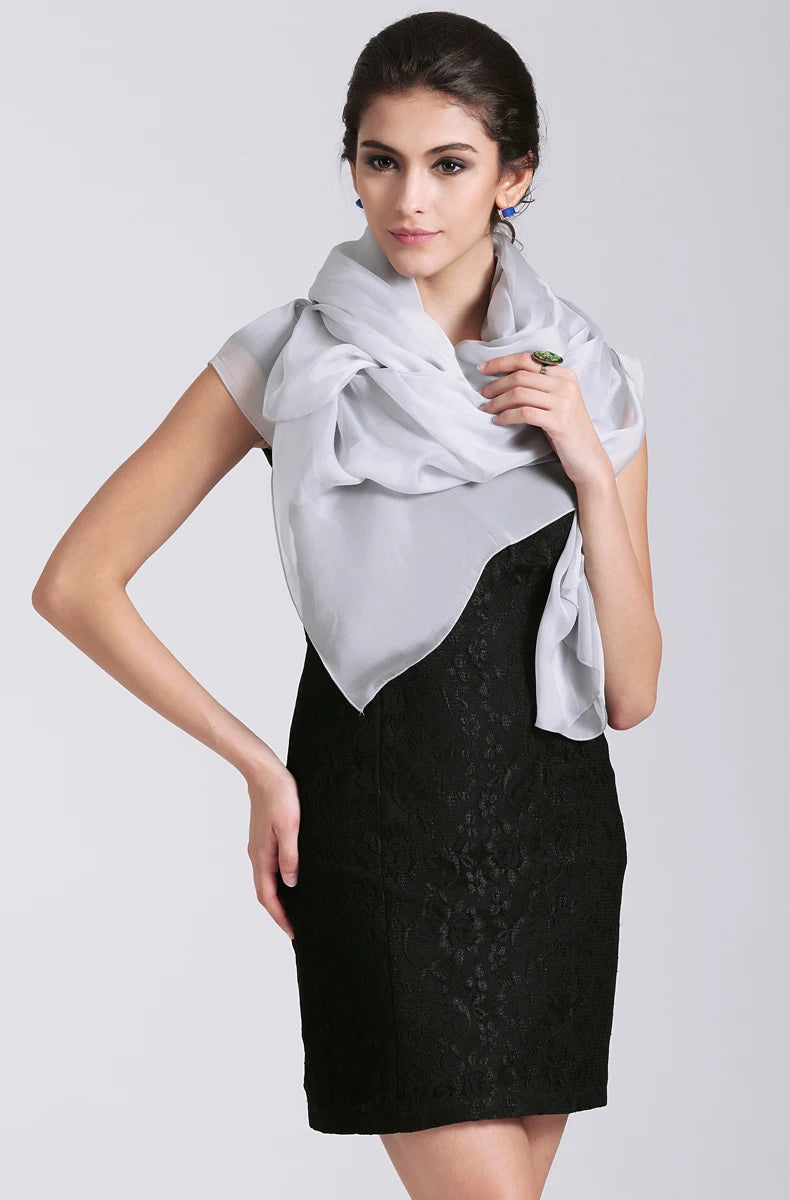 Ladies Autumn Winter Long Design Cape New Arrival 100% Silk Shawl Scarf